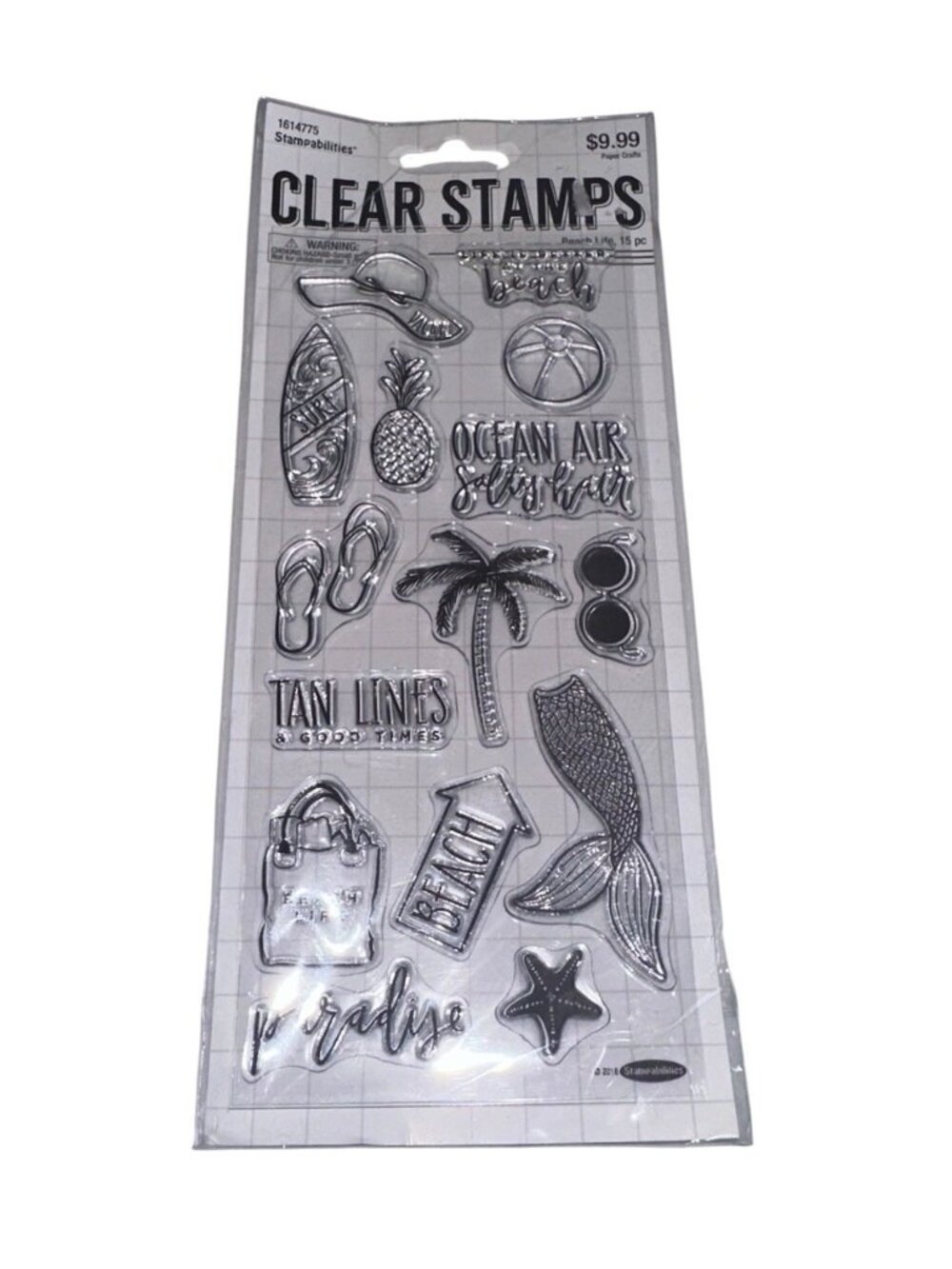 New Sealed Beach Life Stampabilities Clear Stamp Set 15 PCs Tropical